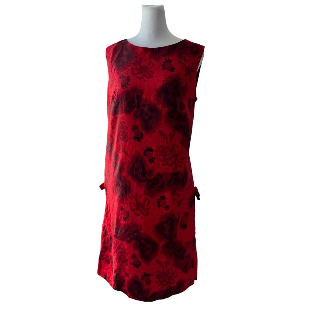 Vintage ‘60s Royal Hawaiian Red & Black Floral Sleeveless Knee Length Dress